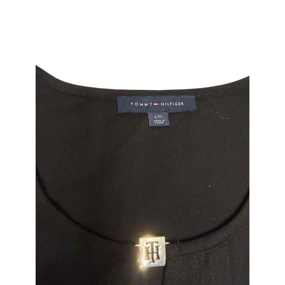 ✨ TOMMY HILFIGER Black Keyhole Neck Shift Dress L 🖤 - Picture 6 of 7